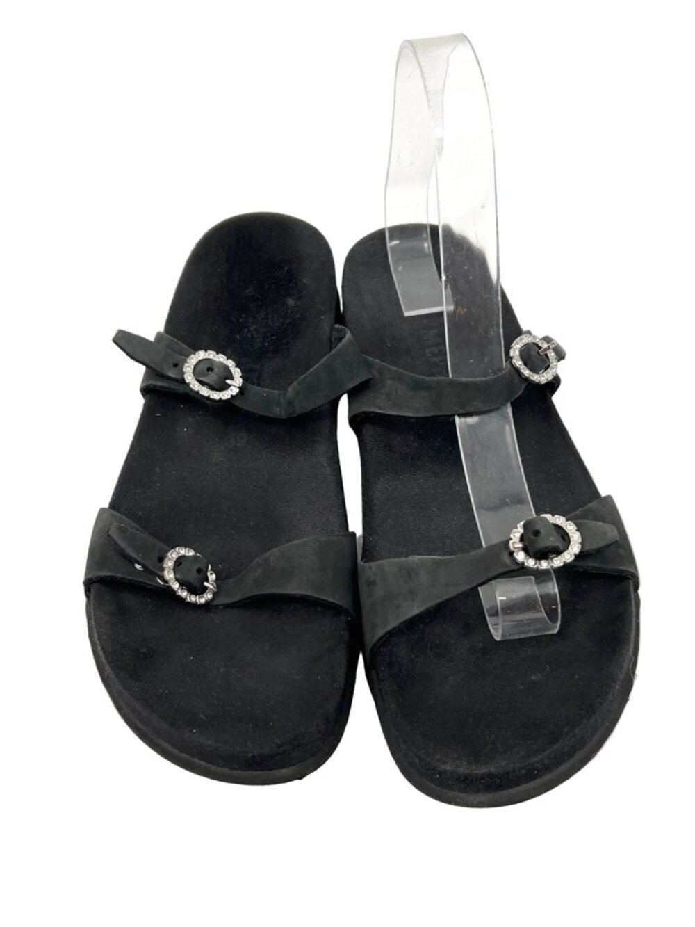 Mephisto  Leather Embelished Buckle Sandals